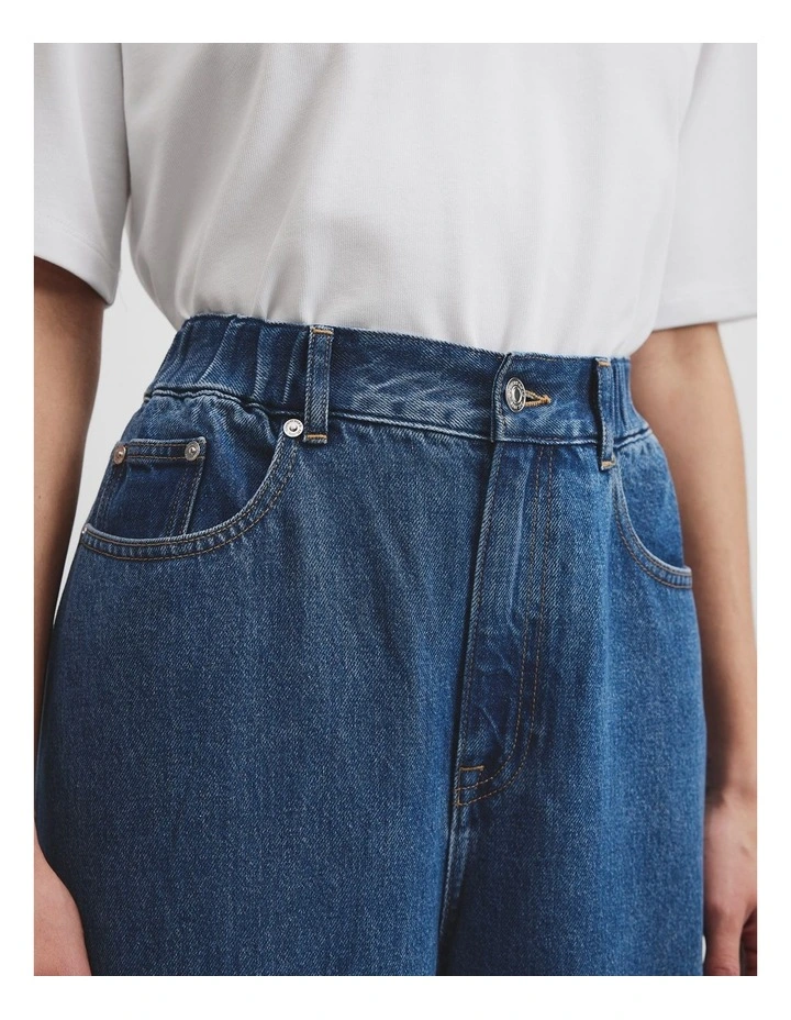 Elastic Pull-on Jean in Mid Blue Wash image 3