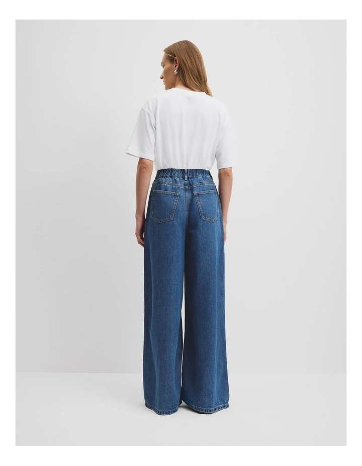 Elastic Pull-on Jean in Mid Blue Wash image 4