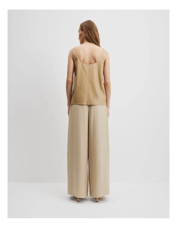 Woven Scoop Tank in Wheat image 4