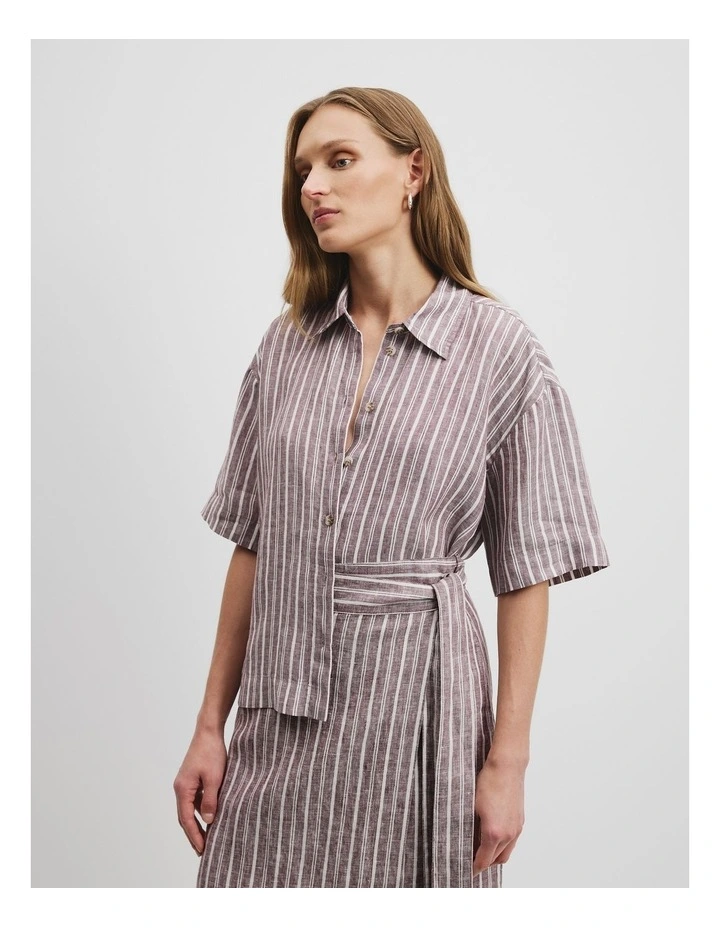 Print Short Sleeve Shirt in Port Stripe image 1