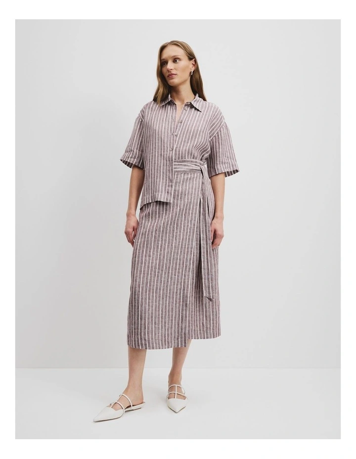Print Short Sleeve Shirt in Port Stripe image 3