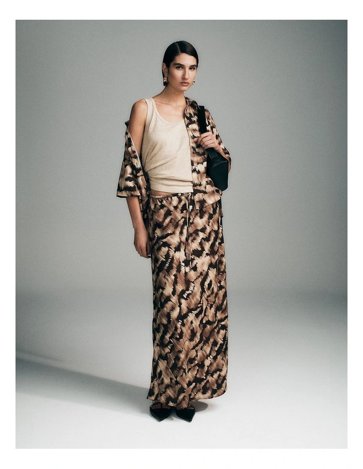 Print Pull-On Cupro Skirt in Abstract Animal image 2