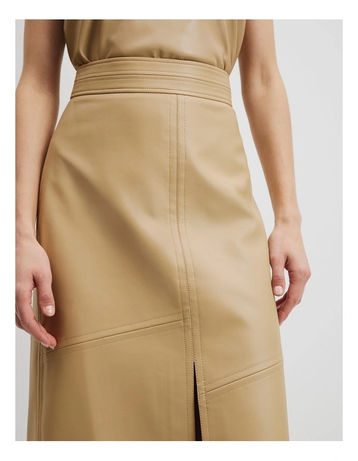 Structured Split Skirt in Wheat image 3