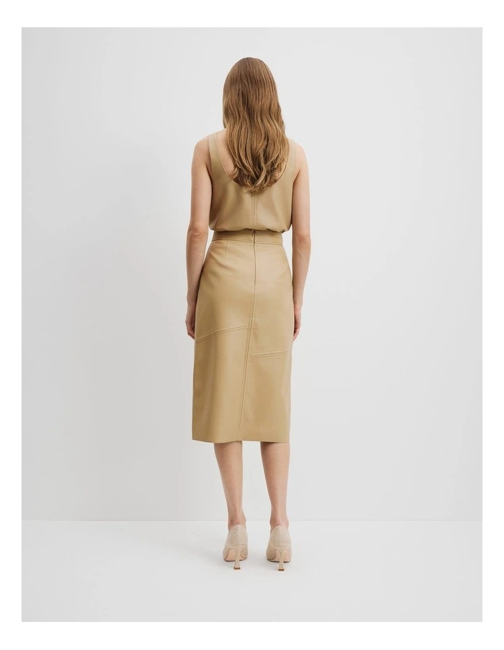 Structured Split Skirt in Wheat image 4