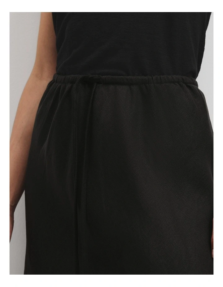 Organically Grown Linen Yarn Dyed Bias Skirt in Black image 3