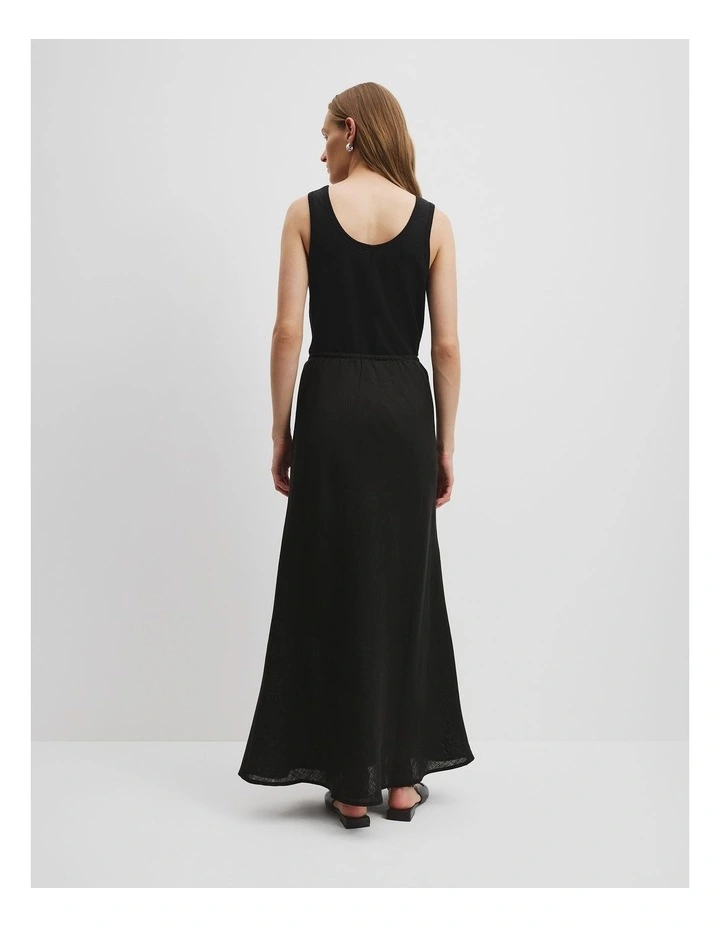Organically Grown Linen Yarn Dyed Bias Skirt in Black image 4
