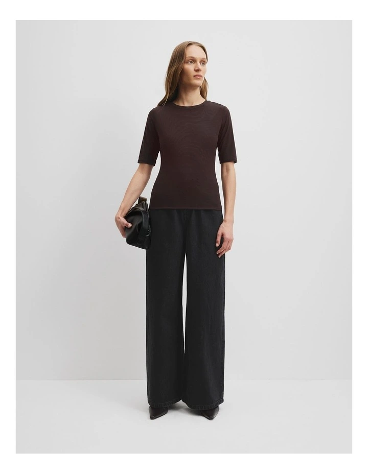 Mesh Half Sleeve Top in Miso image 2