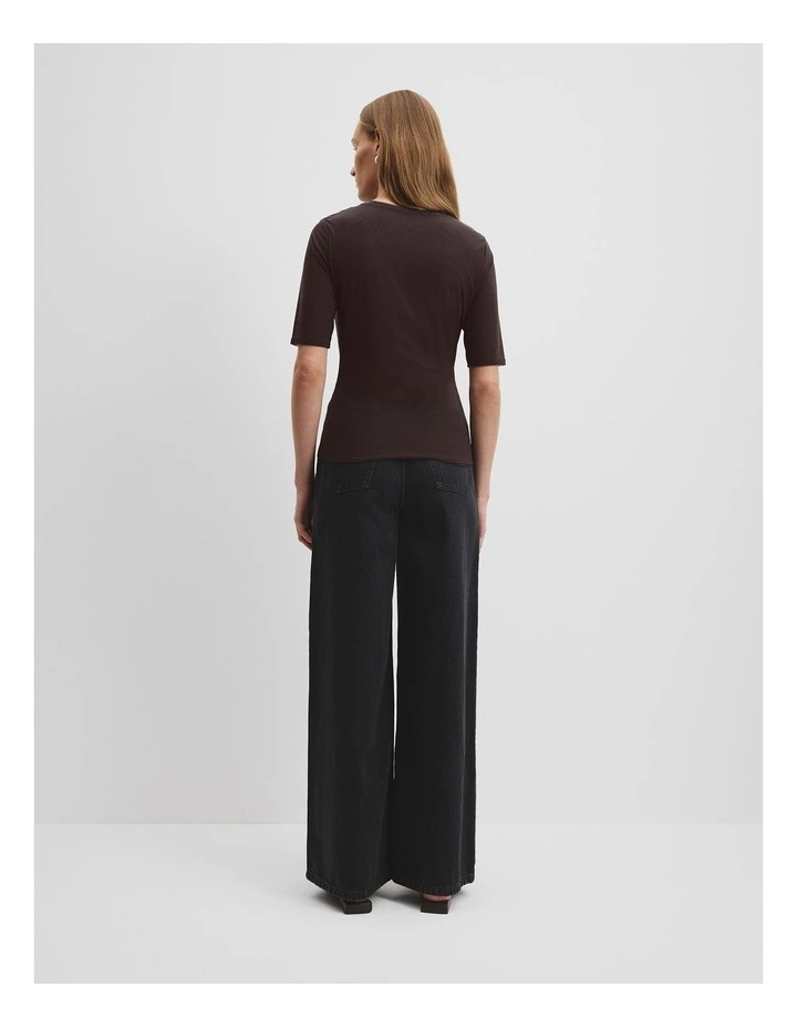 Mesh Half Sleeve Top in Miso image 4