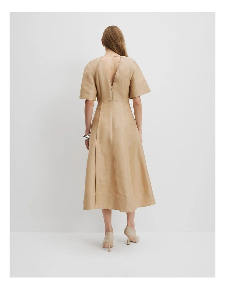 Panelled Detail Midi Dress in Wheat image 4