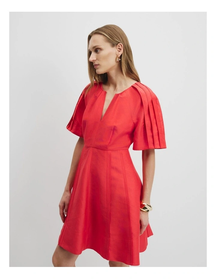 Panelled Detail Mini Dress in Ruby image 2