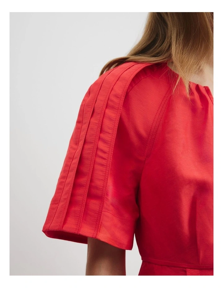 Panelled Detail Mini Dress in Ruby image 3