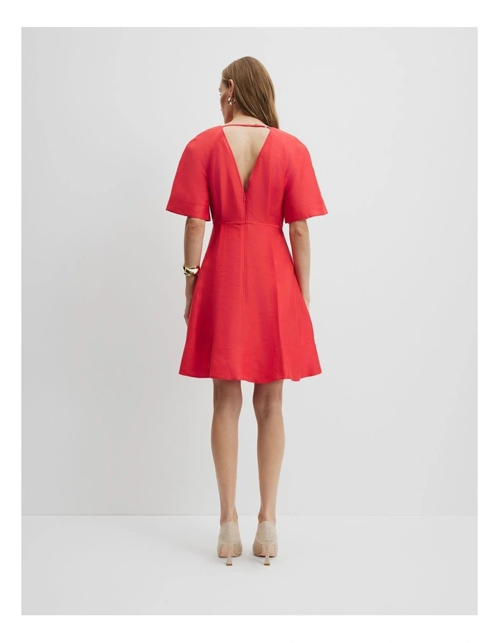 Panelled Detail Mini Dress in Ruby image 4