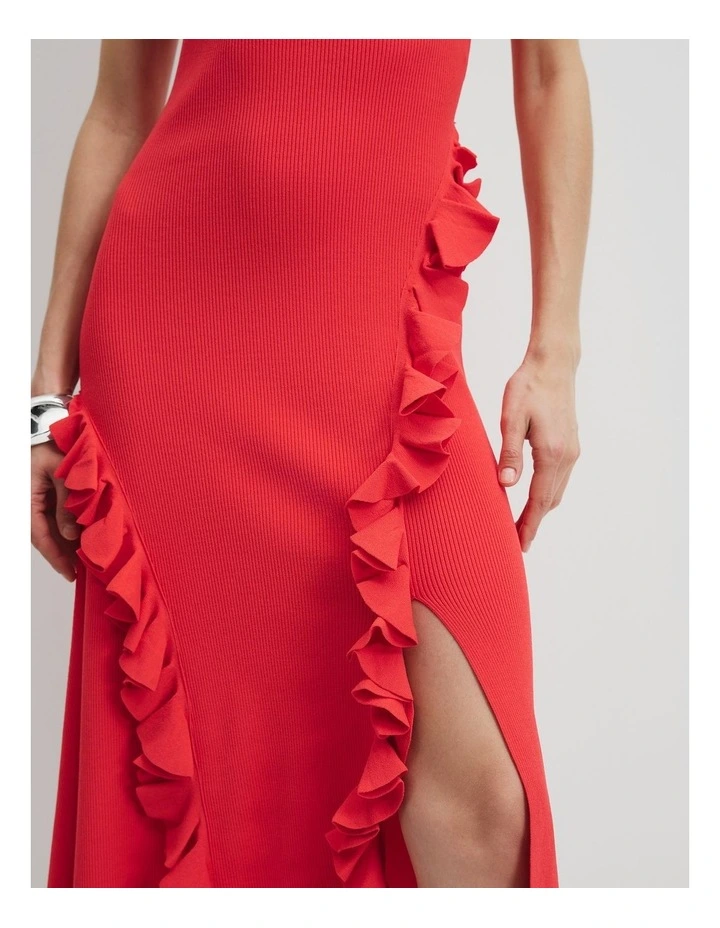 Ruffle Slip Dress in Ruby image 2