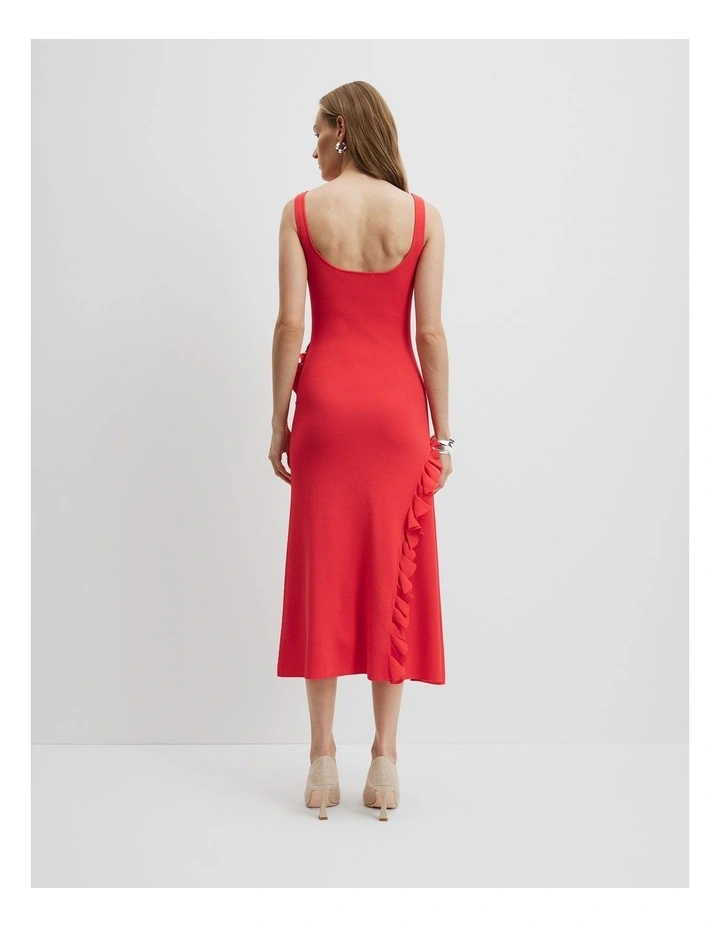 Ruffle Slip Dress in Ruby image 4