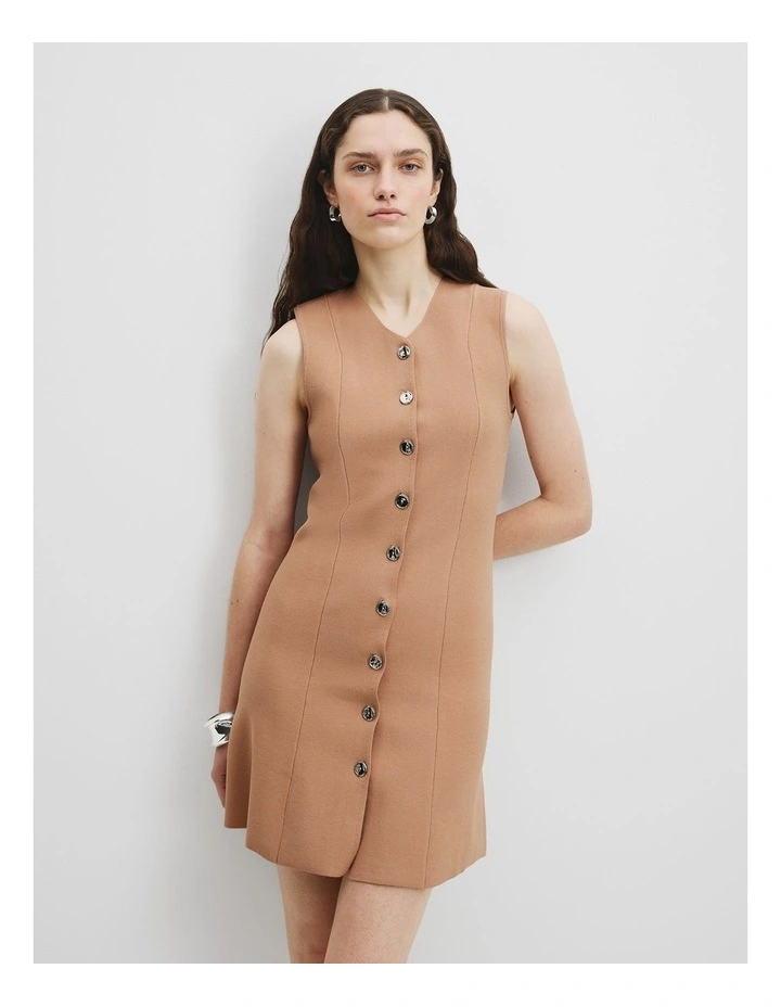Compact Knit Vest Dress in Blush Pink image 2