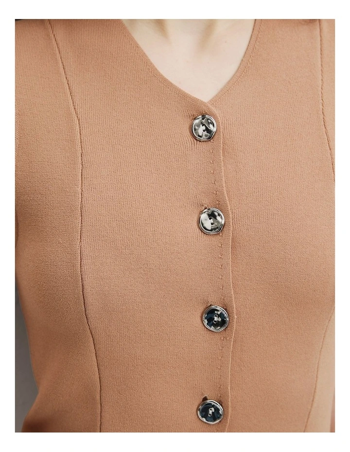 Compact Knit Vest Dress in Blush Pink image 3