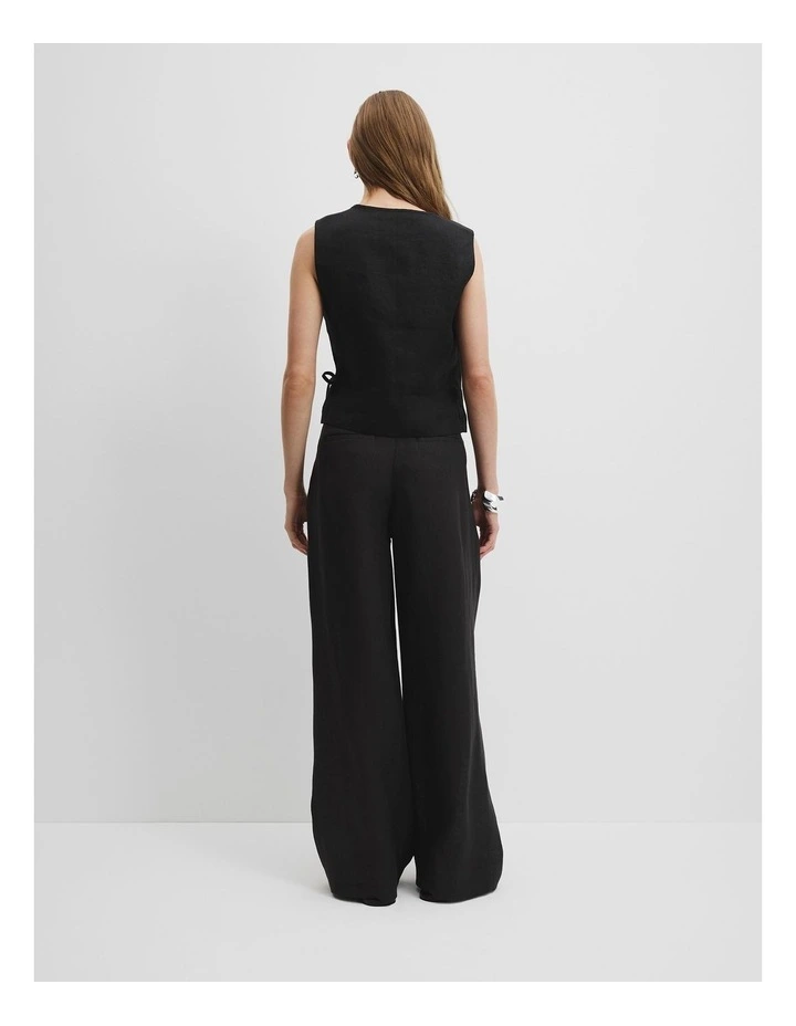 Organically Grown Linen Wrap Vest Top in Black image 5