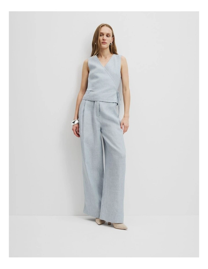 Organically Grown Linen Wrap Vest Top in Flint image 1