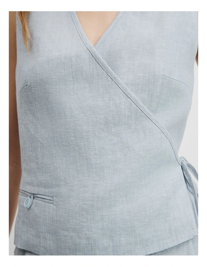 Organically Grown Linen Wrap Vest Top in Flint image 3