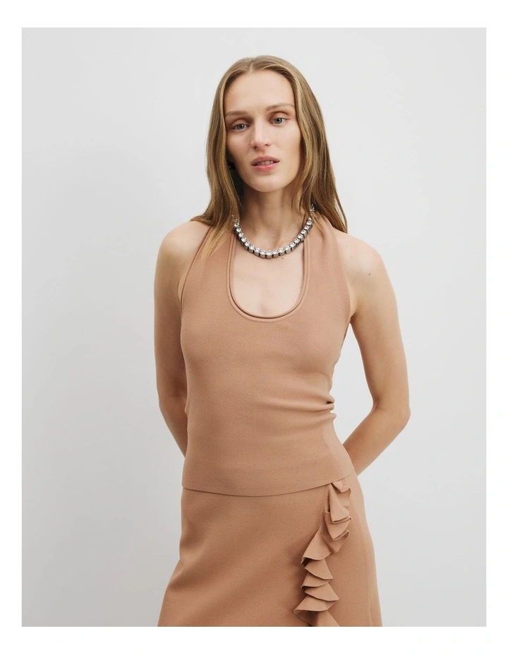 Compact Knit Halter Top in Blush Pink image 1