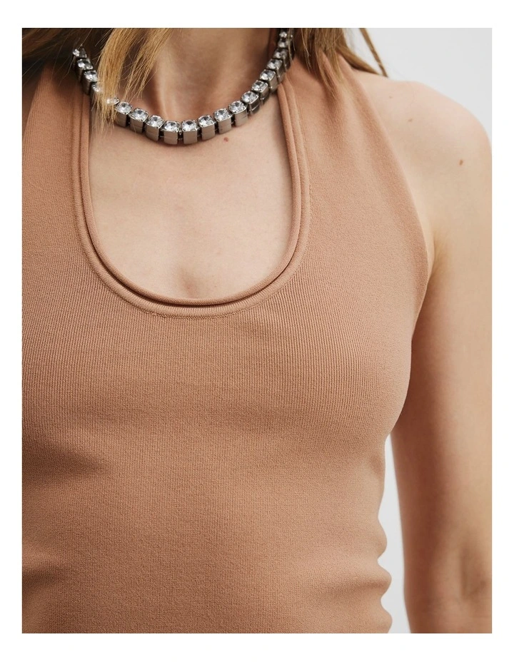 Compact Knit Halter Top in Blush Pink image 3