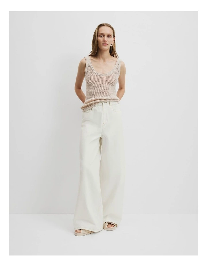 Textured Knit Tank in Sand image 1