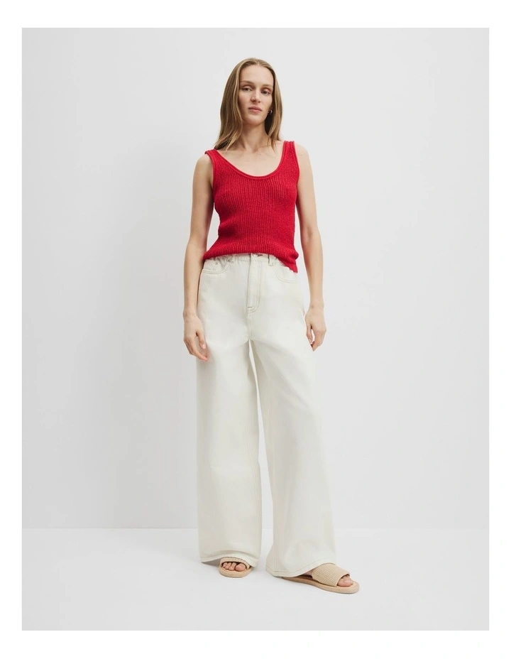 Textured Knit Tank in Ruby image 1