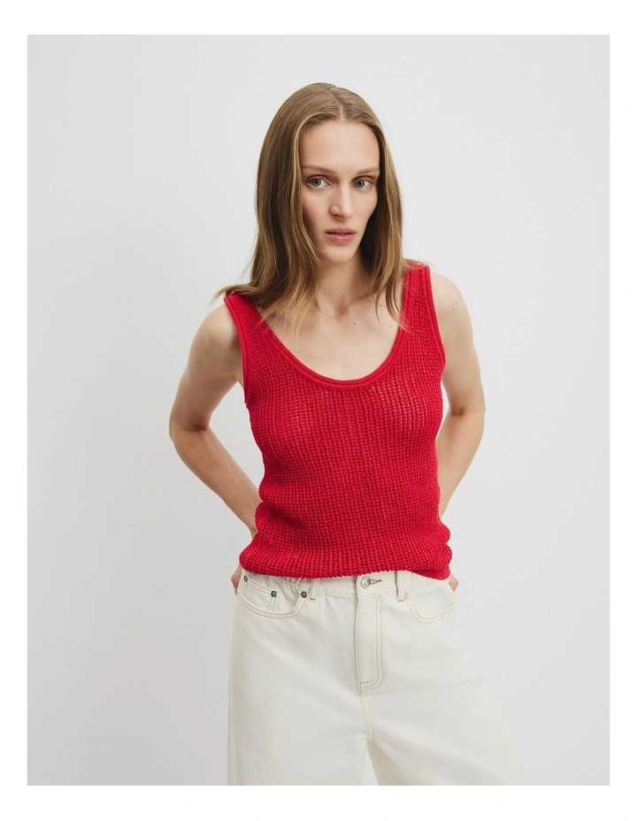 Textured Knit Tank in Ruby image 3