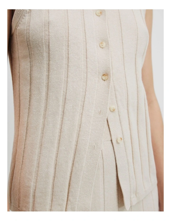 Organically Grown Cotton Linen Button Front Tank in Sand image 2