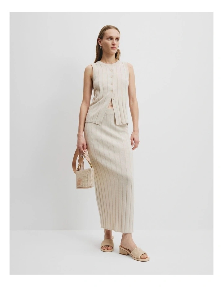 Organically Grown Cotton Linen Button Front Tank in Sand image 3