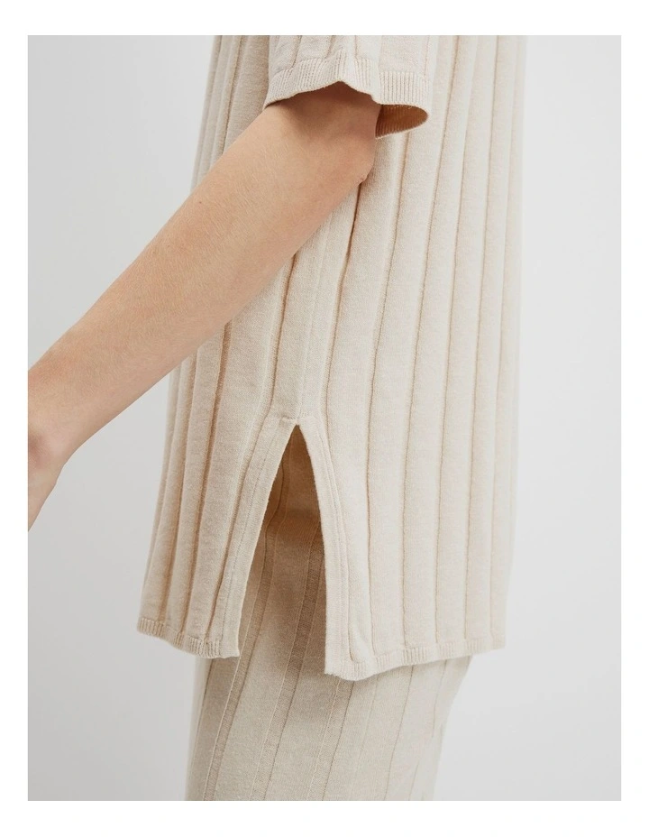 Organically Grown Cotton Linen Short Sleeve Knit T-Shirt in Sand image 3