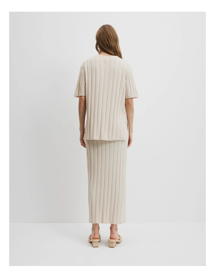 Organically Grown Cotton Linen Short Sleeve Knit T-Shirt in Sand image 4