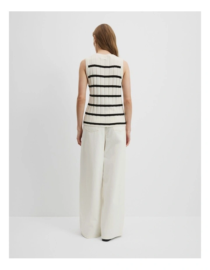 Organically Grown Cotton Linen Stripe Button Front Tank in Black Stripe image 4