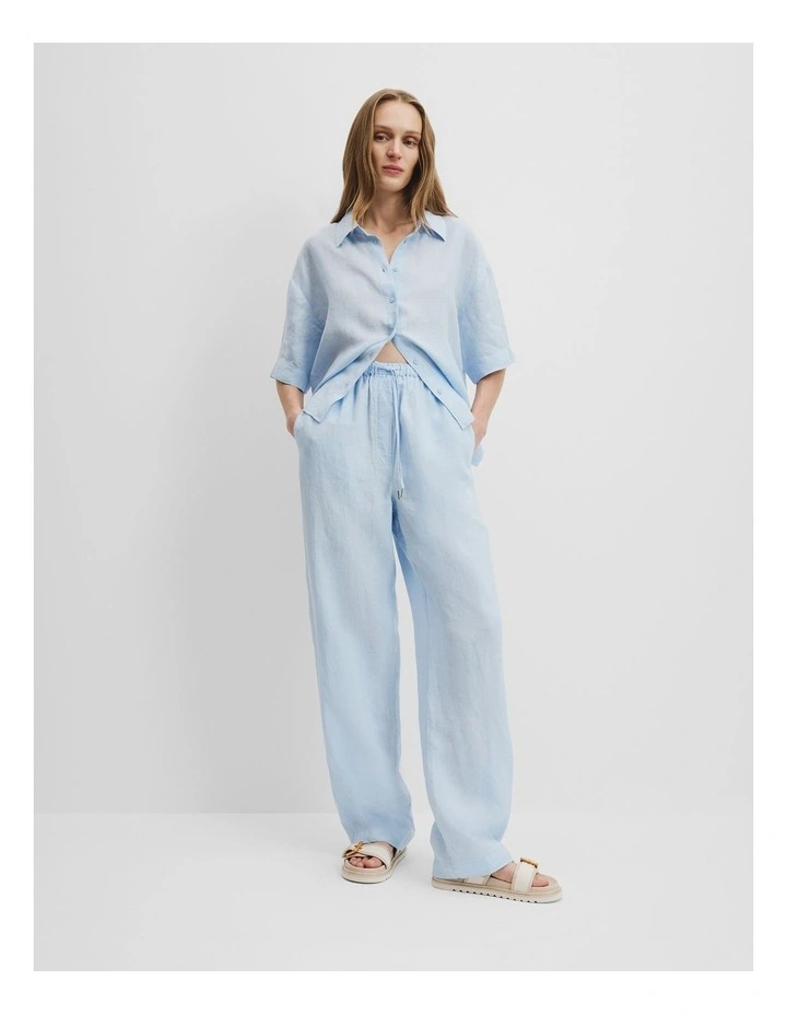 Organically Grown Linen Pull-on Pant in Chambray Blue image 1