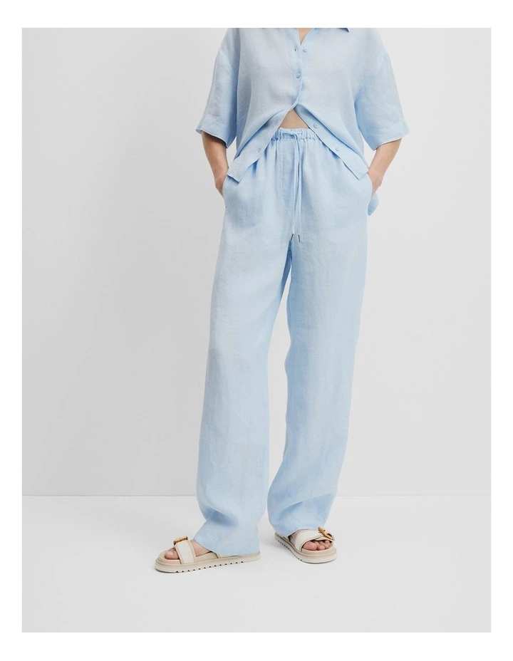 Organically Grown Linen Pull-on Pant in Chambray Blue image 2