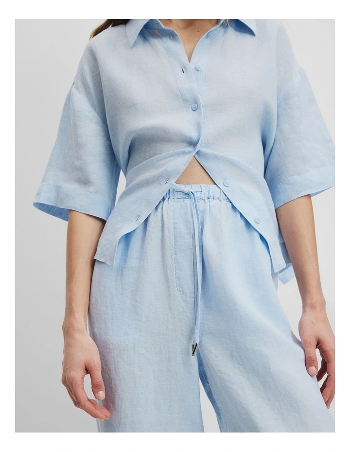 Organically Grown Linen Pull-on Pant in Chambray Blue image 3