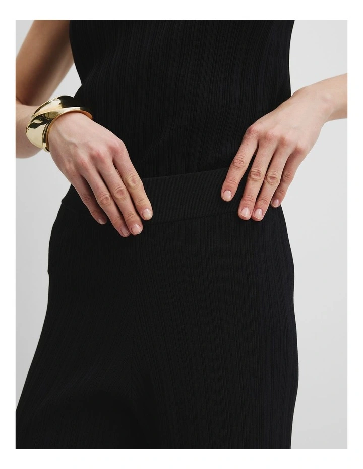 Plisse Rib Knit Pant in Black image 3