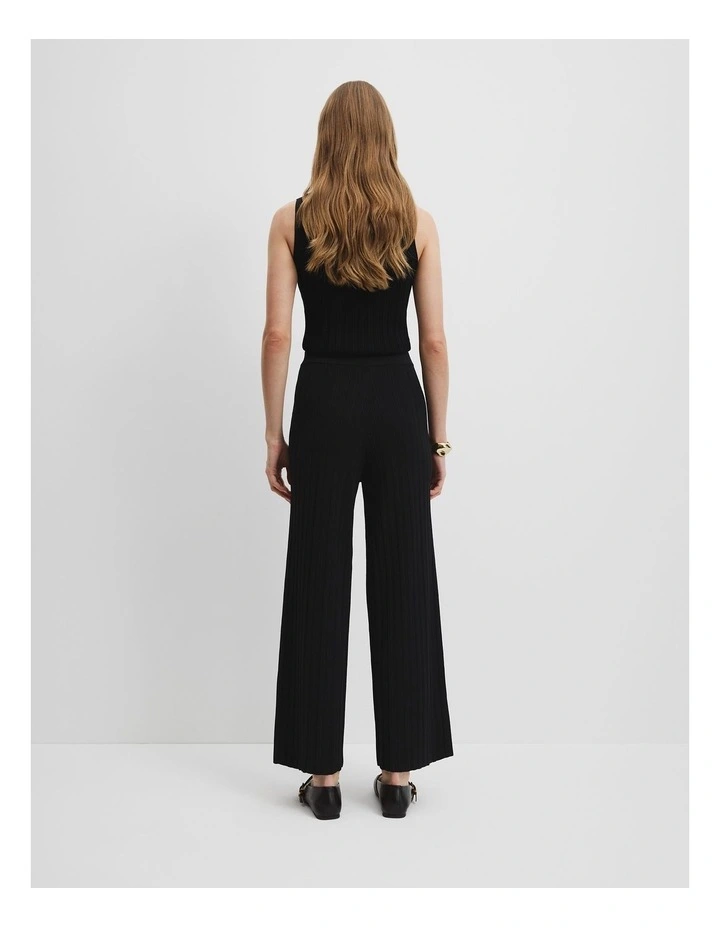 Plisse Rib Knit Pant in Black image 4