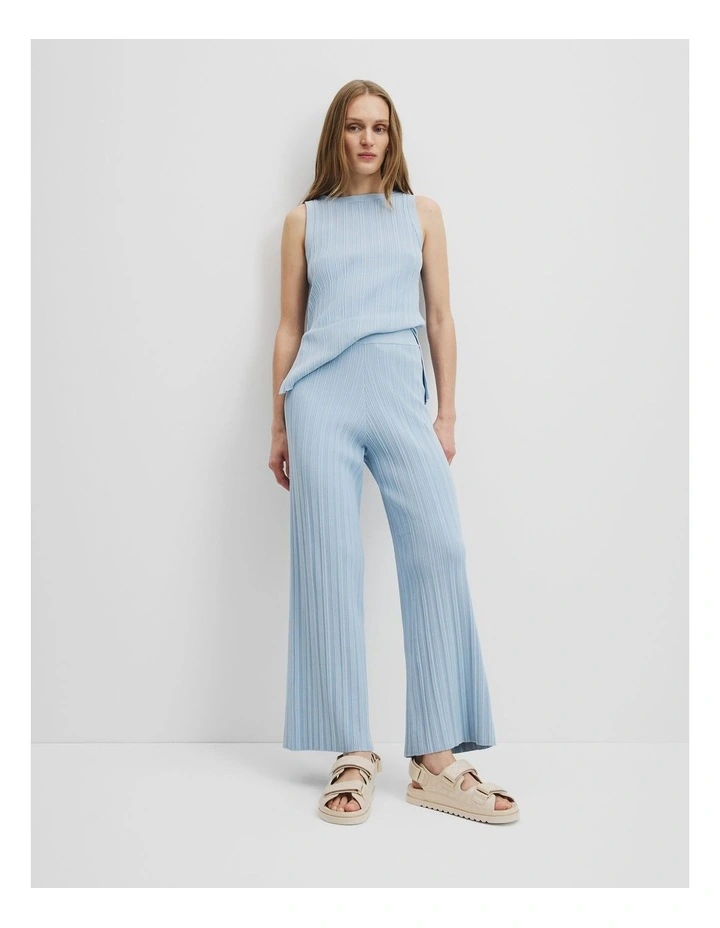 Plisse Rib Knit Pant in Smoke Blue image 1