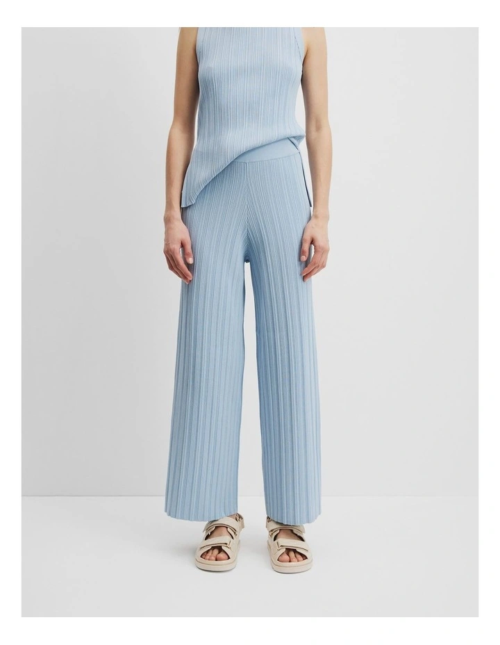 Plisse Rib Knit Pant in Smoke Blue image 2