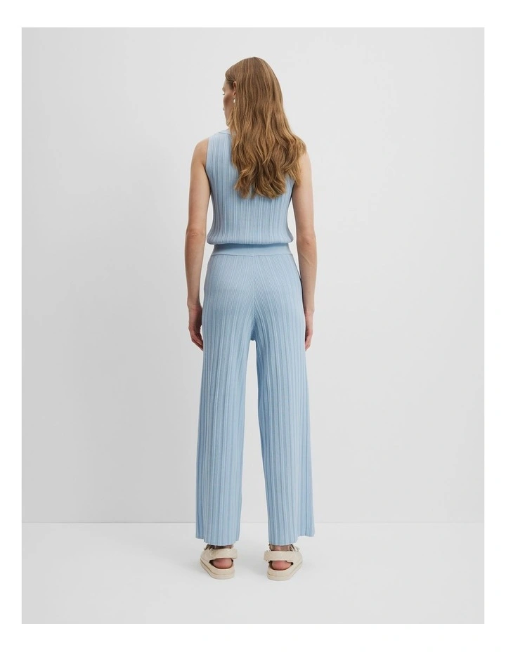 Plisse Rib Knit Pant in Smoke Blue image 4