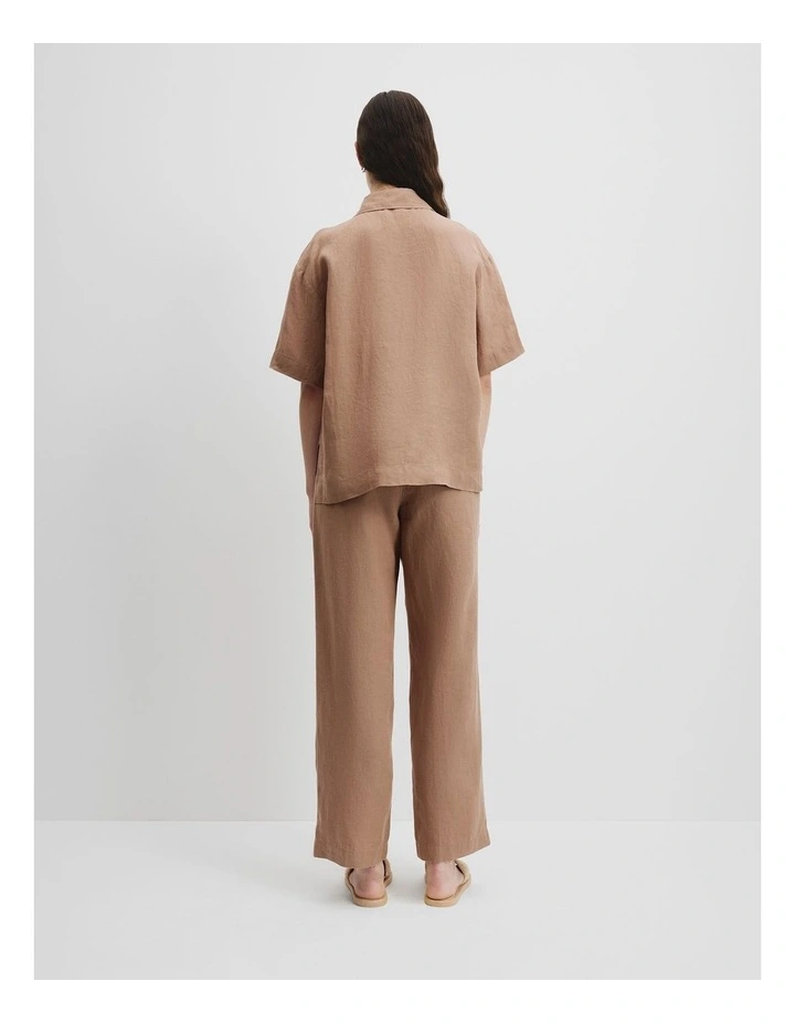 Organically Grown Linen Short Sleeve Shirt in Nougat image 4