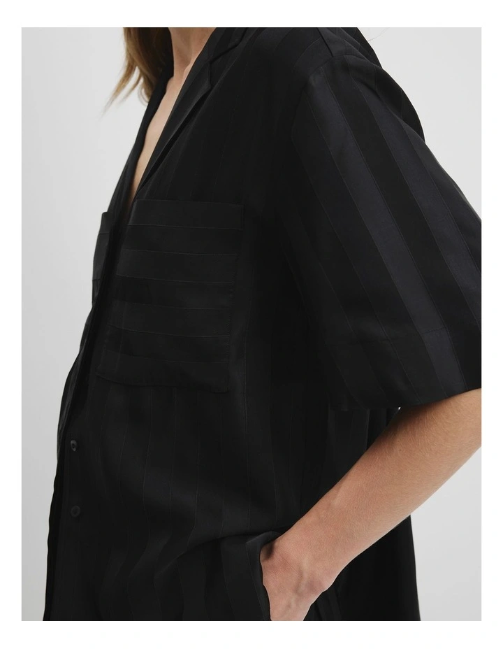 Self Stripe Short Sleeve Shirt in Black image 2
