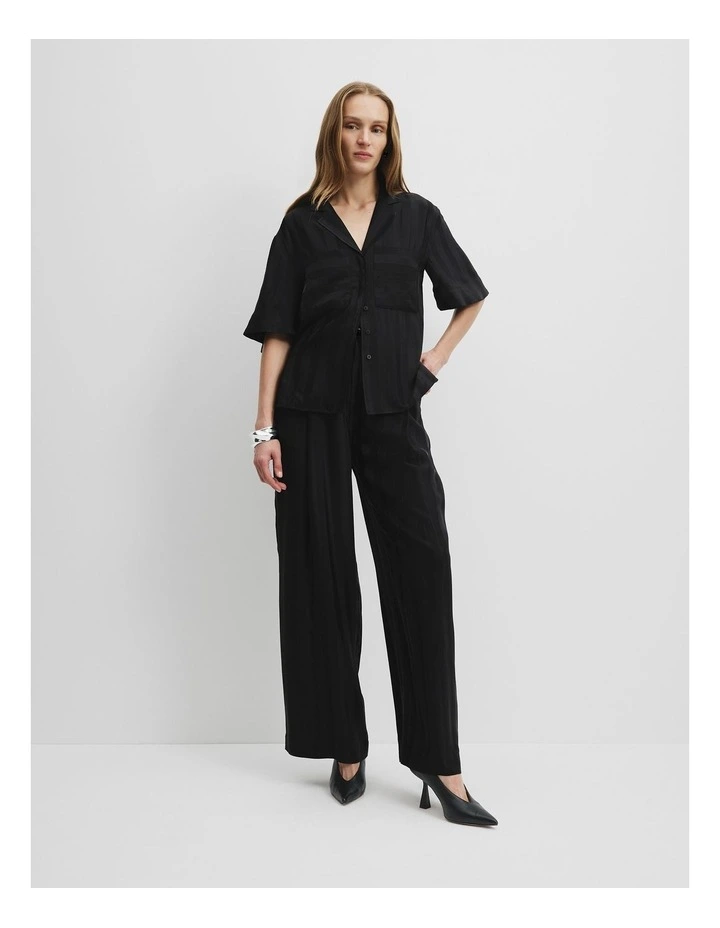 Self Stripe Short Sleeve Shirt in Black image 3