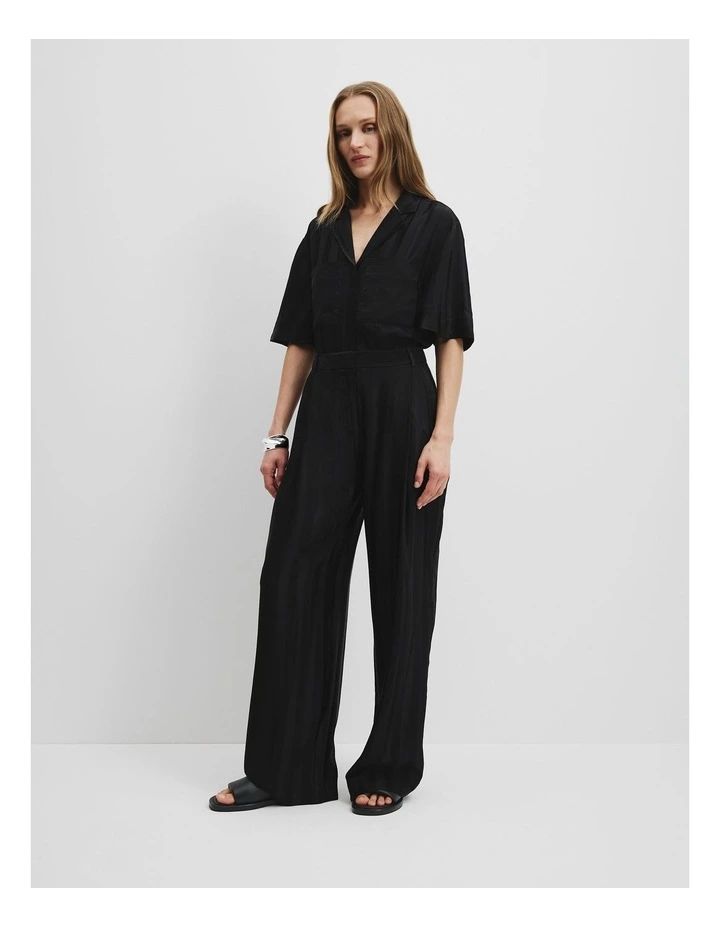 Self Stripe Short Sleeve Shirt in Black image 4