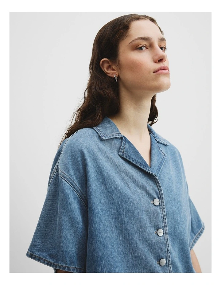Soft Denim Short Sleeve Shirt in Vintage Wash Denim image 1