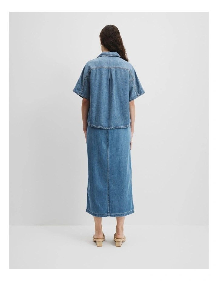 Soft Denim Short Sleeve Shirt in Vintage Wash Denim image 4