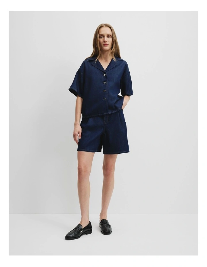 Soft Denim Short Sleeve Shirt in Indigo Rinse image 1