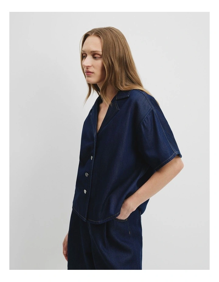Soft Denim Short Sleeve Shirt in Indigo Rinse image 3