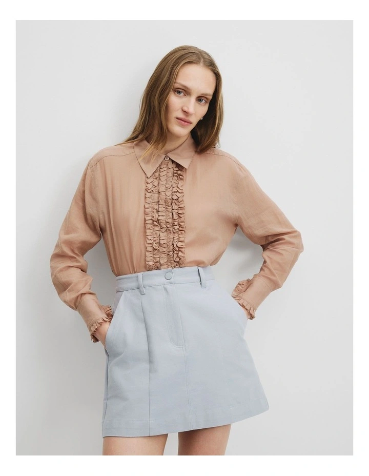 Ruffle Organza Shirt in Nutmeg image 2